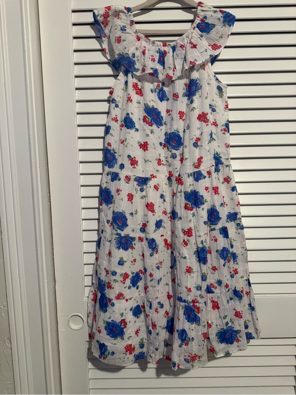 LoveShackFancy Girls White Red Blue Floral Dress Size 10Y